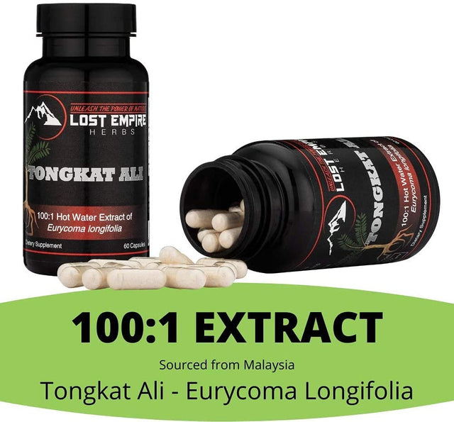 Tongkat Ali (Eurycoma Longifolia) Capsules - 100:1 Water Soluble Extract | Lost Empire Herbs