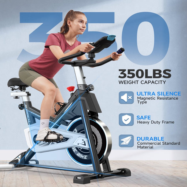 Pooboo Magnetic Exercise Bike Indoor Bluetooth Cycling Bike Home Cardio Workout Stationary Bike 45Lbs Heavy-Duty Flywheel Quiet Belt Drive