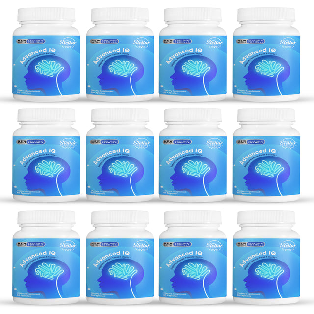 12 Pack - Advanced IQ Cognitive Support - Brain Booster Memory Supplement 60CT X12