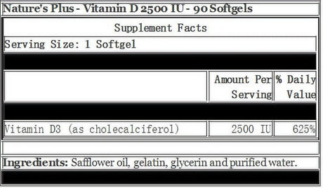 Nature'S plus Vitamin D 2500 IU 90 Softgel