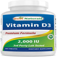 Best Naturals Vitamin D3 Supplement 50 Mcg (2,000 IU) 100 Tablets | Support Immune Health, Strong Bones and Teeth, & Muscle Function