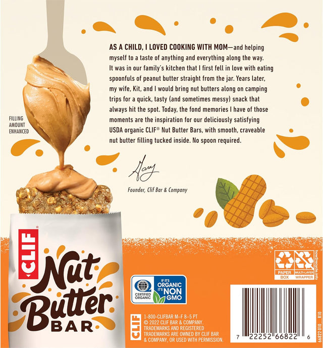 CLIF Nut Butter Bar - Peanut Butter - Filled Energy Bars - Non-Gmo - USDA Organic - Plant-Based - Low Glycemic - 1.76 Oz. (5 Pack)