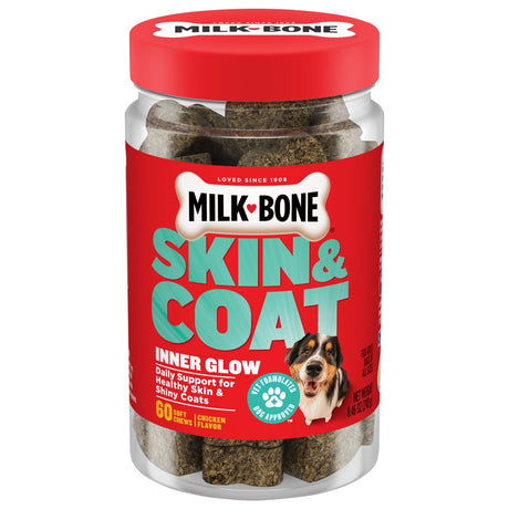 Milk-Bone Skin & Coat Dog Supplements, Deliciously Soft Dog Chews, 60 Ct.