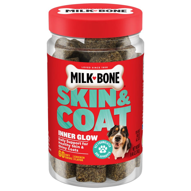 Milk-Bone Skin & Coat Dog Supplements, Deliciously Soft Dog Chews, 60 Ct.