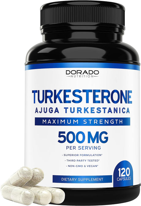 Turkesterone Supplement 500Mg (120 Capsules) - Stamina, Drive, Athletic Performance & Muscle Mass - (Ajuga Turkestanica Std. to 10% Turkesterone) (Similar to Ecdysterone) - Non-Gmo & Vegan Capsules