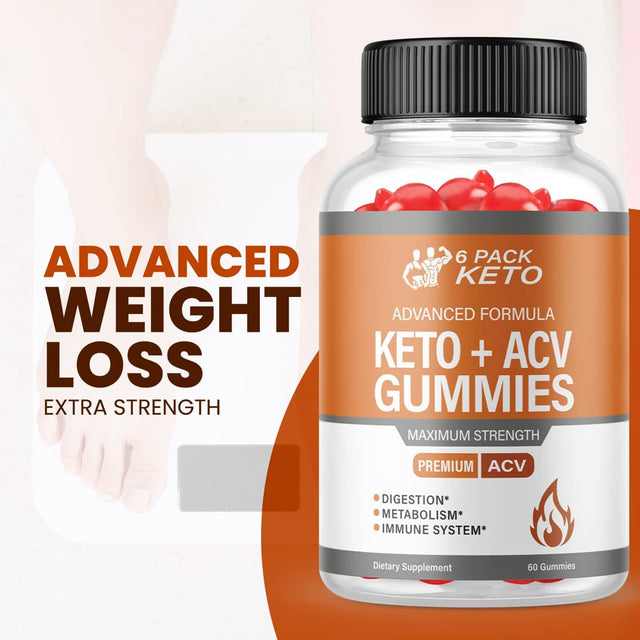 (3 Pack) 6 Pack Keto ACV Gummies - Supplement for Weight Loss - Energy & Focus Boosting Dietary Supplements for Weight Management & Metabolism - Fat Burn - 180 Gummies