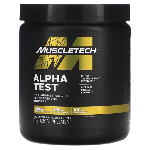 Muscletech Alphatest | Tribulus Terrestris & Boron Supplement | Max-Strength ATP & | Daily Workout Supplements for Men, 240 Count