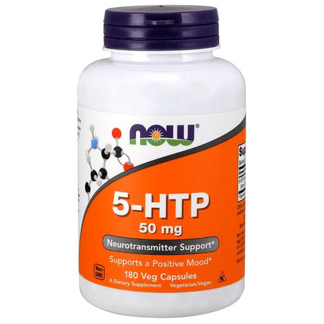 NOW Supplements, 5-HTP (5-Hydroxytryptophan) 50 Mg, Neurotransmitter Support*, 180 Veg Capsules