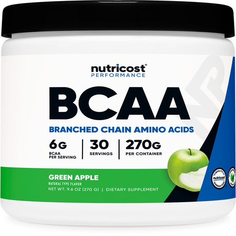 Nutricost BCAA Powder 2:1:1 (Green Apple), 30 Servings - Amino Acid Supplement