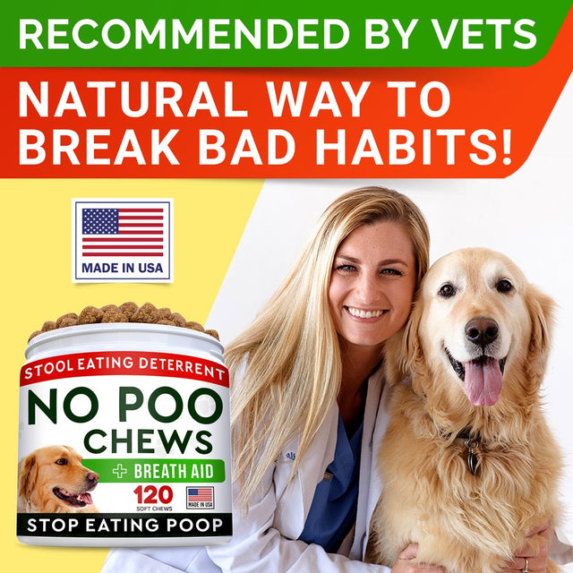 Strellalab No Poo Treats - No Poop Eating for Dogs - Coprophagia Stool Eating Deterrent Stop Eating Poop for Dogs - Probiotics & Digestive Enzymes - Digestive Health & Immune Support - 120Ct