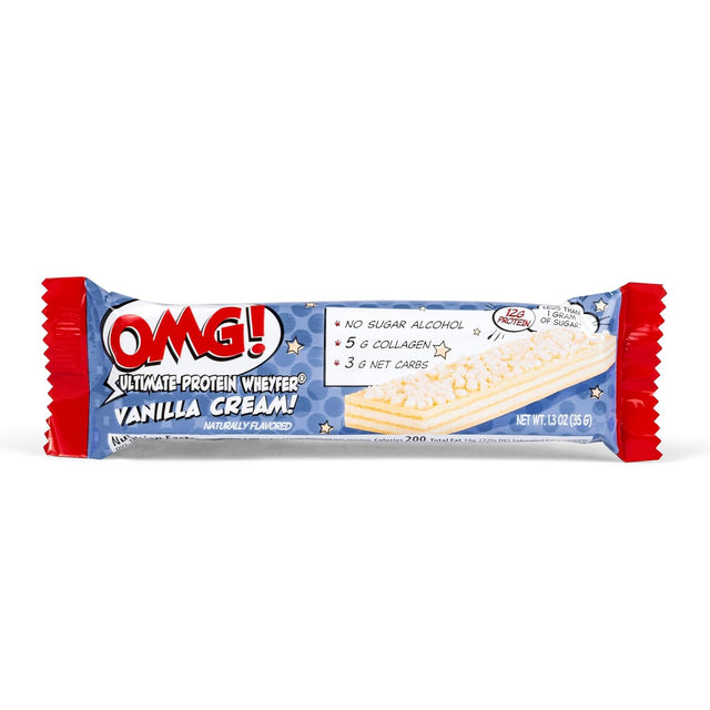 Convenient Nutrition OMG Ultimate Protein Wheyfer Snack Bars - Collagen Protein, Keto, Low Carb, Low Sugar, Keto Wheyfer - Vanilla Cream 10 Bars