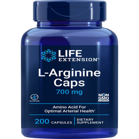 Life Extension L-Arginine Caps, 700 Mg - Promotes Arterial Health - Gluten-Free, Non-Gmo - 200 Capsules