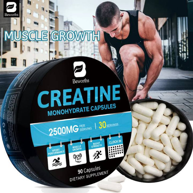 Beworths Creatine Monohydrate Capsules Creatine Pill Muscle Growth Creatine Sport Supplements -90 CT