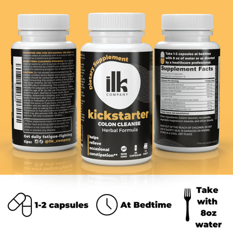 ILK Company Made in USA Herbal Colon Cleanse Capsules - Non GMO - Gluten Free Capsules with Probiotics for Detox Cleanse, Gut Health & Toxin Rid Effect - 3 Day Cleanse, 7 Day Cleanse & 15 Day Cleanse