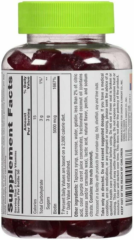 Vitafusion Extra Strength Biotin Gummies 5000 Mcg, Blueberry 100 Ea (Pack of 4)