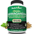 Nutrivein Organic Ashwagandha Capsules 1600Mg - 120 Vegan Pills - for Stress and Anxiety Relief - Herbal Supplements