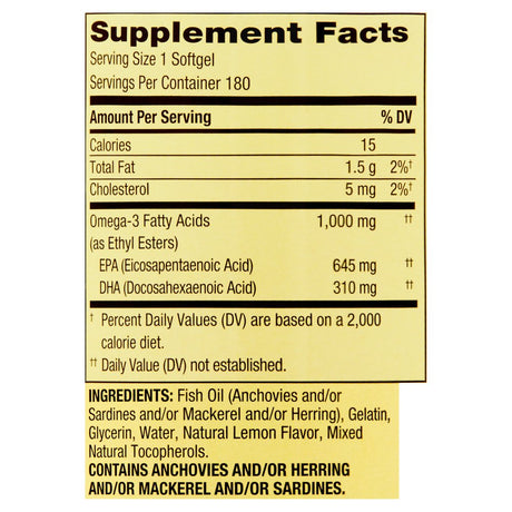 Spring Valley Omega-3 Fish Oil Soft Gels, 1000 Mg, 180 Count