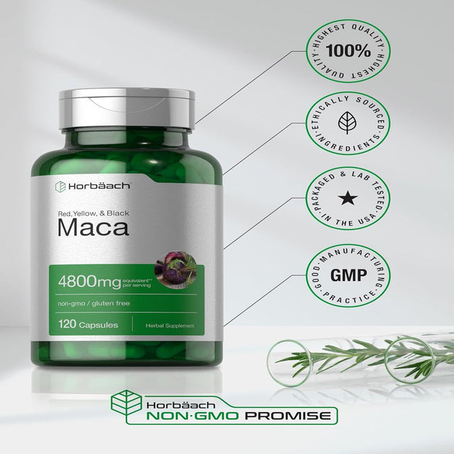 Maca Root Capsules | 4800Mg | 120 Count | by Horbaach