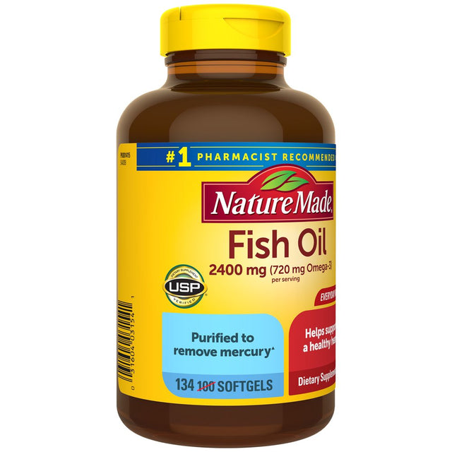 Nature Made Fish Oil 2400Mg per Serving Softgels, Omega 3 Fish Oil Supplements, 134 Count