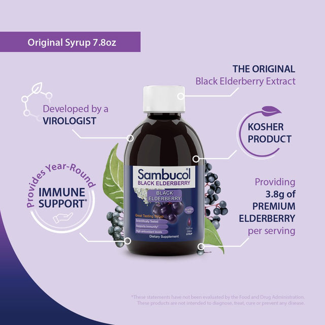 Sambucol Black Elderberry Original Immune Support Syrup - 7.8Z