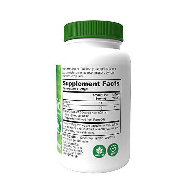 Caprylic Acid 600Mg 100 Softgels (Non-Gmo) by Health Thru Nutrition