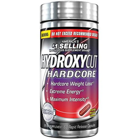 Hydroxycut Hardcore Weight Loss and Energy Supplement, Delivers Extreme Energy & Maximum Intensity, 60 Count