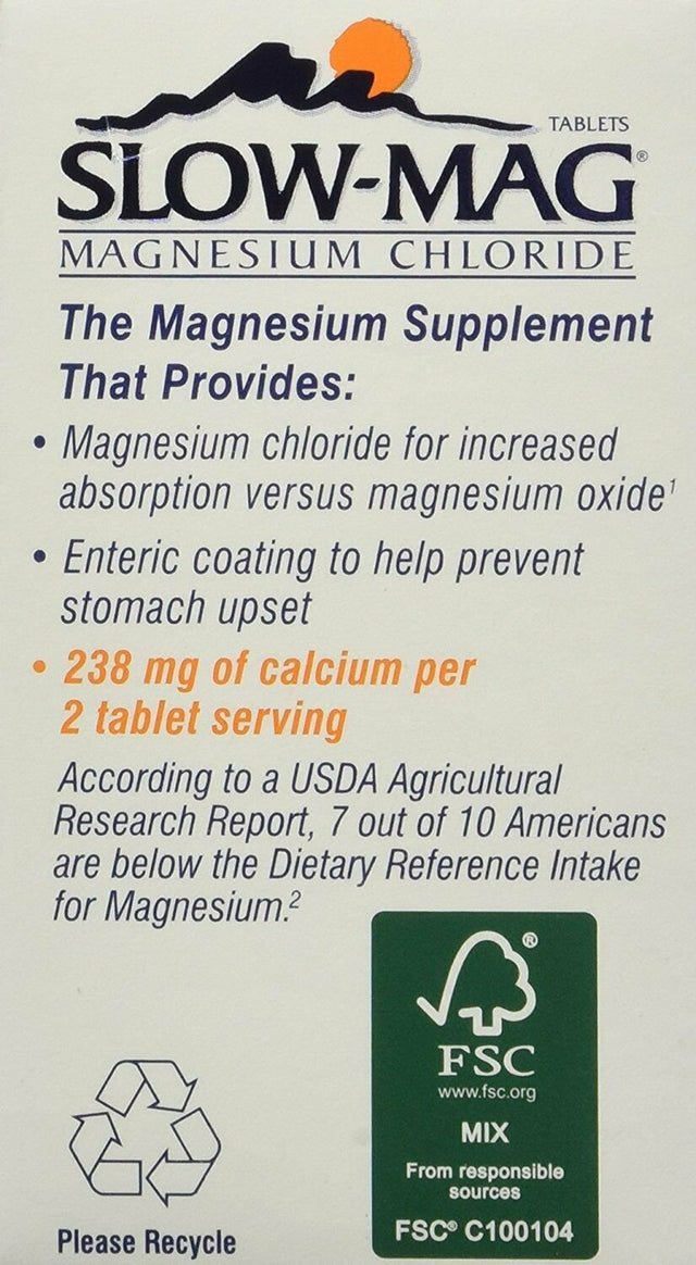 Slow Mag Magnesium Chloride Supports Muscle & Heart Function, 60Ct, 5-Pack