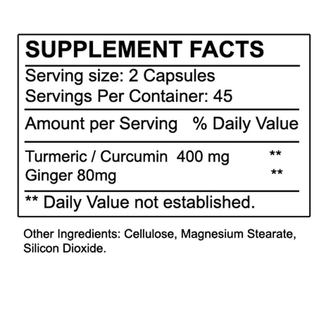 Sunshine Naturals Turmeric Curcumin plus Ginger, anti Inflammatory Pills Dietary Supplements - 90 Capsules