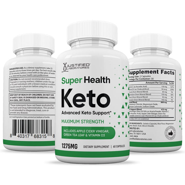 (2 Pack) Super Health Keto ACV Pills 1275Mg Alternative to Gummies Dietary Supplement 120 Capsules