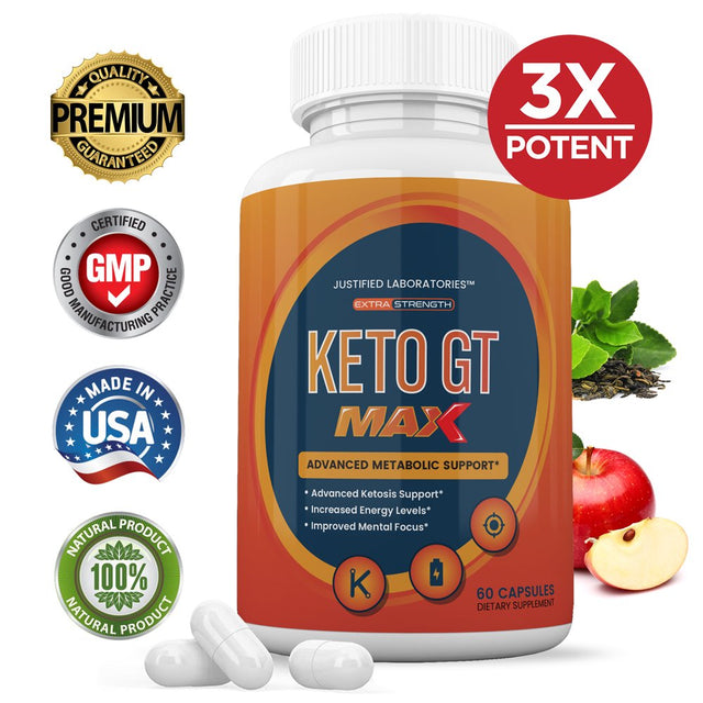 Justified Laboratories Keto GT Max 1200MG Includes Apple Cider Vinegar Gobhb Appetite Control 60 Capsules