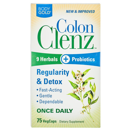 Fast-Acting Colon Clenz Body Detox Capsules, 75 Ct, by Bodygold Herbal Colon Formula