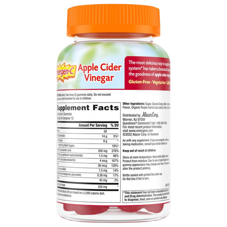 Emergen-C Vitamin C and Apple Cider Vinegar Gummies, Dietary Supplement for Immune Support - 36 Ct