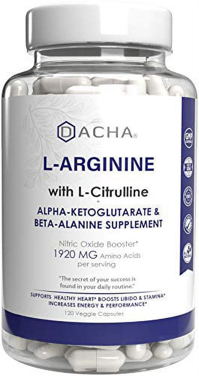 Premium L Arginine Pills 1920 MG - 120 VCAPS AAKG Nitric Oxide Precursor, L-Citrulline HCL, Beta Alanine, Essential Amino Acids for Energy, Muscle Growth, Heart Health, Vascularity & Stamina