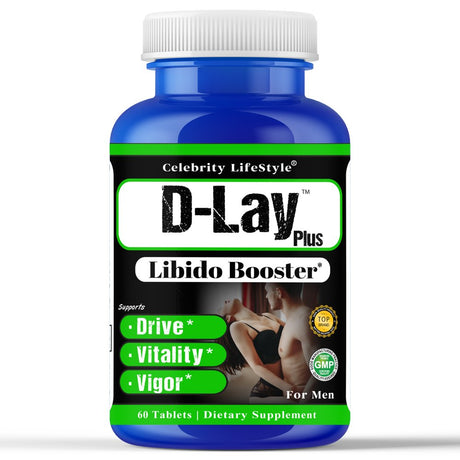 D-Lay plus Male Enhancing, Testosterone Booster Vitamins Supplements 60 Tablets by Celebrity Lifestyle