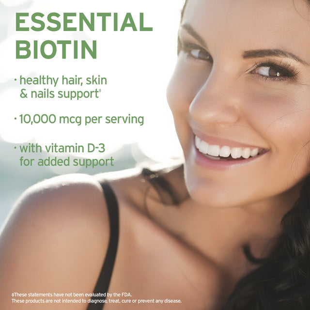 Life-Flo Biotin Drops 10,000 Mcg with Vitamin D3 | Liquid Supplement for Healthy Hair, Skin & Nails | 2Oz, 60 Servings