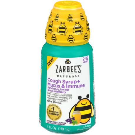 Zarbee'S Naturals Children'S Cough Syrup + Mucus + Immune Daytime, 4 Oz