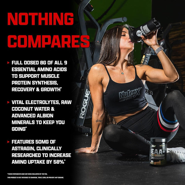 Nutrex Research EAA Hydration | Eaas + Bcaas Powder | Muscle Recovery, Strength, Muscle Building, Endurance | 8G Essential Amino Acids + Electrolytes | Blood Orange Flavor 30 Serving