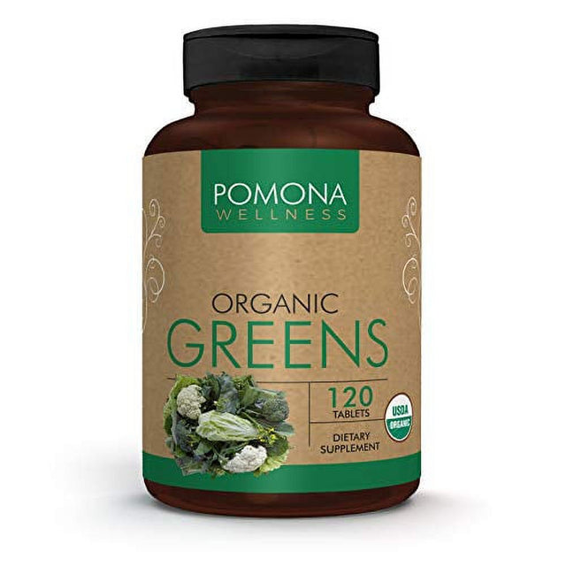 Pomona Wellness Super Greens Supplement, Full of Superfood Vitamins & Minerals, Fruits & Vegetable, Greens Powder for Bloating and Digestion, Gut Health, USDA Organic, Non-Gmo, 120 Tablets