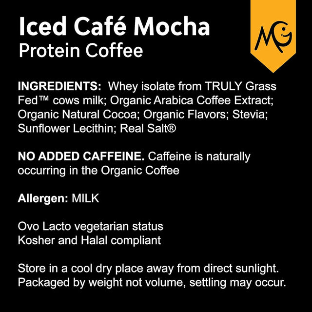 Marigold High Protein Coffee - Iced Café Mocha, 20G Grass Fed Whey Protein Isolate, Energy & Workout Boost, 2 Shots Organic Espresso, Non-Gmo, 2 Net Carb, 1 Lb Bag, 15 Servings