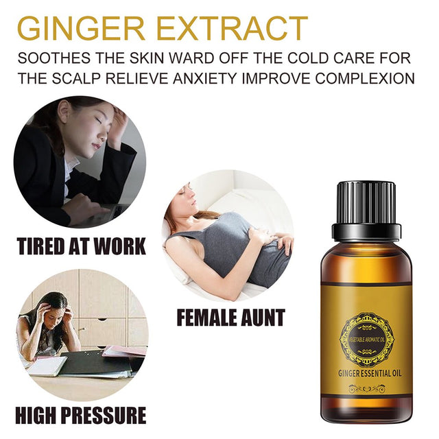 Belly Drainage Ginger Oil Natural Slimming Massage Oil Natural Drainage Ginger Oil Essential 1PCS