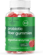 Fiber Digestive Gummies Sugar Free | with All-Natural Fibers, Bromelain and 5 Daily Natural Probiotics | Natural Strawberry Flavor | Vegan, Non-Gmo | 60 Ct