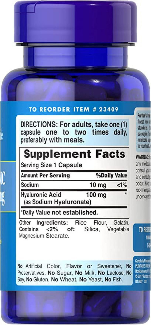 Hyaluronic Acid 100 Mg-120 Capsules by Puritan'S Pride