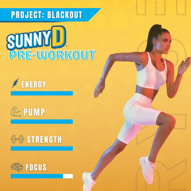 Ryse Project Blackout Pre Workout | Pump, Energy, Strength | Caffeine, Vitacholine, Nitrates, and Theobromine | 25 Servings (Sunny D Tangy Original)