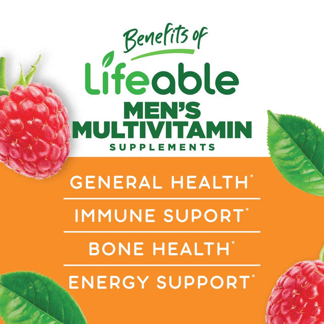 Lifeable Sugar Free Multivitamin for Man, with 21 Vitamins and Minerals, 90 Gummies