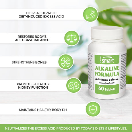 Supersmart - Alkaline Formula - Ph Balance Pills - Blood Health - Bone Density Support - Alkaline Slats Supplement | Non-Gmo & Gluten Free - 60 Vegetarian Capsules