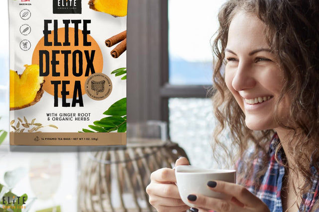 Elite Detox Tea: Natural Organic 7-Herbal Blend for Gentle Cleansing as Needed. Bloating Tea. Constipation Tea - 14 Loose Leaf Tea Bags - Boost Your Digestive Health, Made in USA