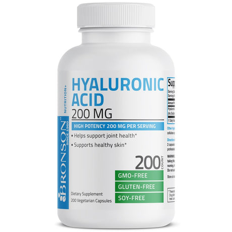 Bronson Hyaluronic Acid 200 MG High Potency Joint Health & Healthy Skin Support, Non-Gmo, 200 Vegetarian Capsules