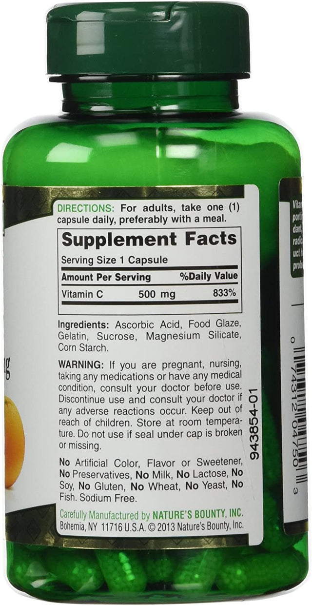 Nature'S Bounty Vitamin C 500 Mg Capsules Time Released 100 Capsules (Pack of 6)