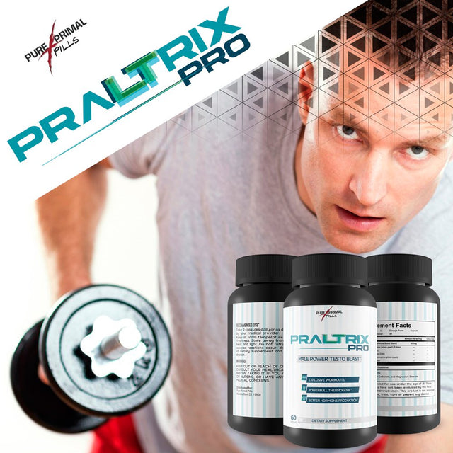 Praltrix Pro Male Power Testo Blast by Pure Primal Pills - Feel Alpha Power and Endurance with a Natural Testosterone Booster - Herbal Power Formula - Increase Muscle - TRT - 30 Servings