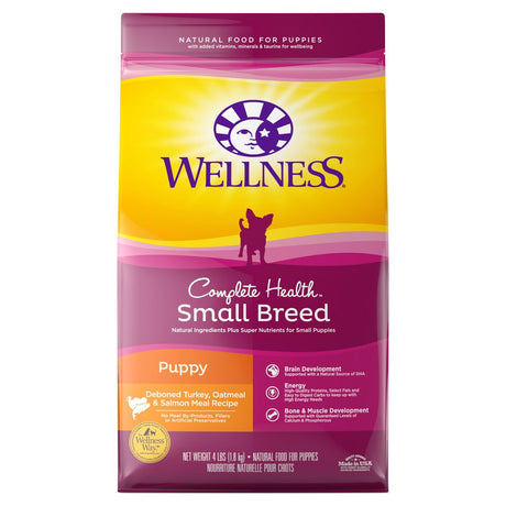 Wellness Complete Health Natural Dry Small Breed Puppy Food, Turkey, Salmon & Oatmeal, 4-Pound Bag